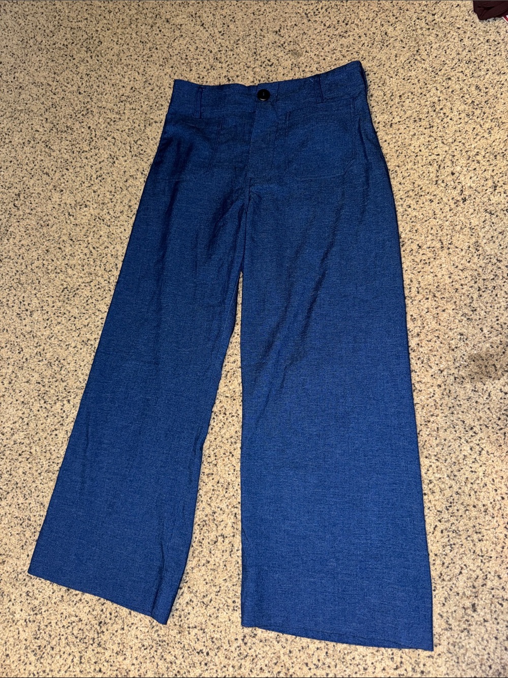 Umgee 'Womenās Wide-Leg Pants in Blue. Elastic waist, super soft.